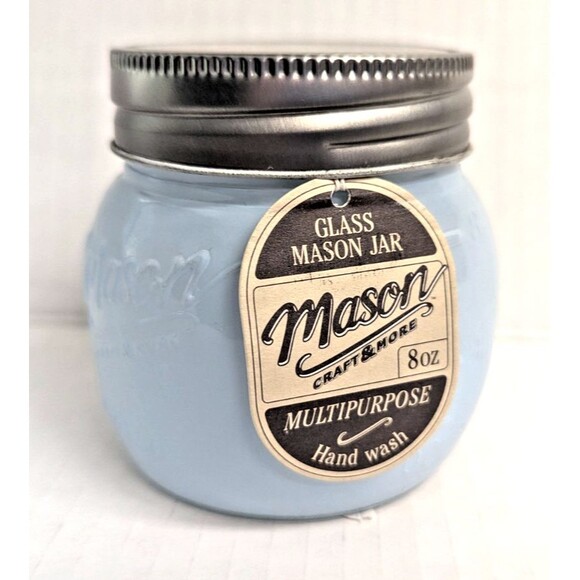 Tabletops Unlimited Mason Jar Blue Glass Multipurpose Storage Craft 8oz Gift NEW - Picture 2 of 7